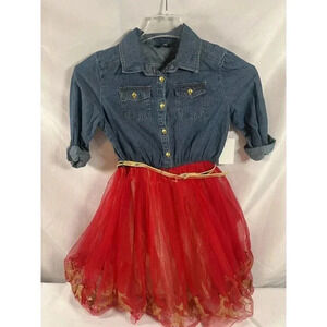 Lilt Denim and Red Tulle Dress